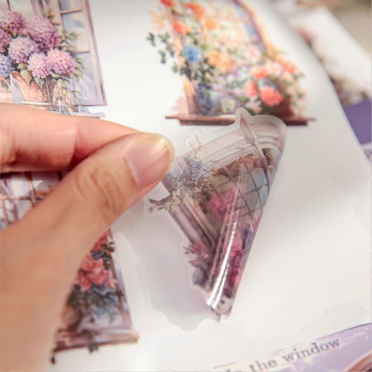 Pre-Cut Sticker Book for Journaling, Dual Materials, Decorative Frame Scrapbook Stickers, 20 Sheets, of Window