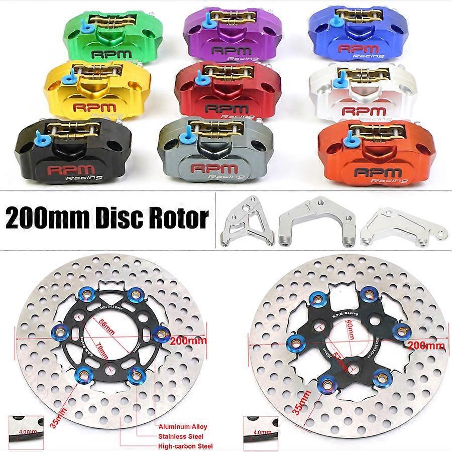 RPM 200 Brake Disc Caliper Set with Bracket Adapter Floating Disc Rotor ...