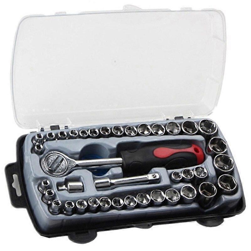 40PCS 1/4 3/8 Inch Automotive Tool Set Wrench and Hex Socket Kit Sleeves Spanner Tools Car Repairing Combo Hand Tool Set Motorcycle Knee & Shin Guard