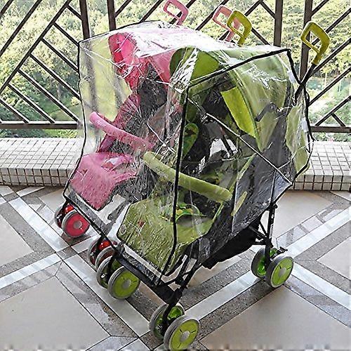 Twin Stroller Raincoat Universal Size Side by Side Stroller Weather Shield, Baby Rain Cover/Wind Shield