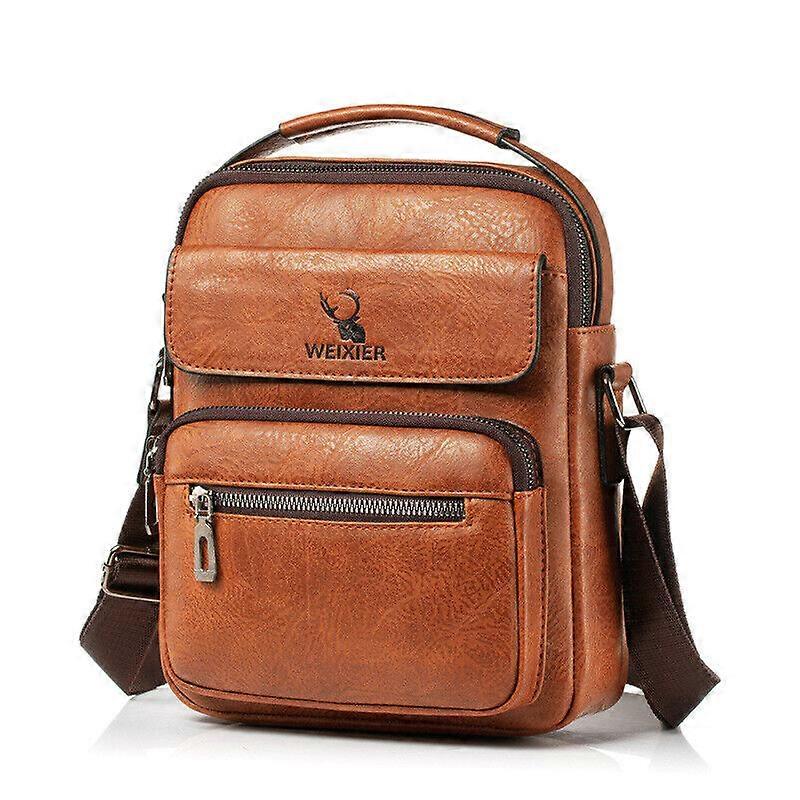 حقيبة رجالية حقيبة كروس بودي بني نوع عمودي حقيبة سفر جلدية حقيبة كتف