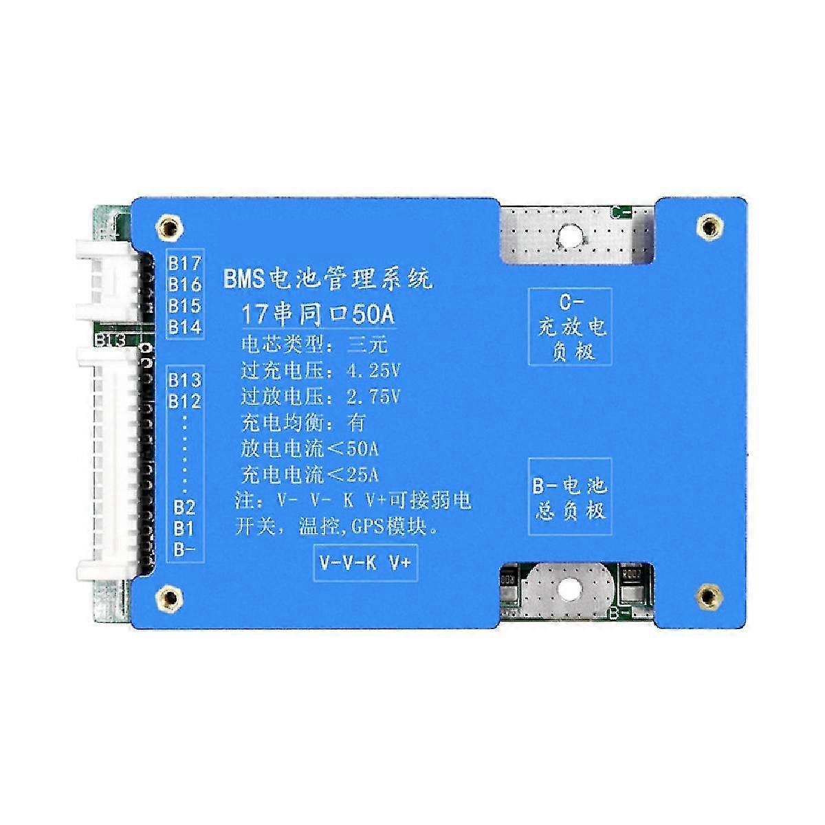 17s 50a Ternary Lithium Battery Protection Board 60v Charge And Discharge With Voltage Balance Bms