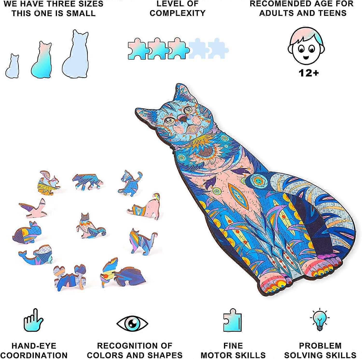 Kattenvormige puzzel, 135-delige kattenvormige houten legpuzzel, ingelijst door schattige katten overzichtspuzzels, uitdagende onregelmatige puzzel, creatieve kattenpuzzelgeschenken voor