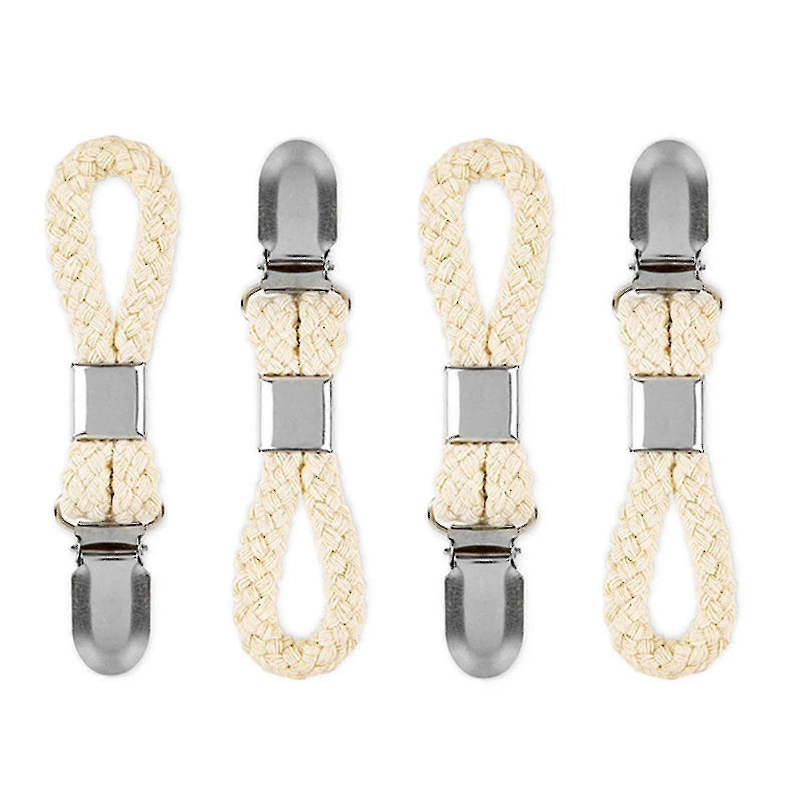 4pcs Braided Cotton Loop Towel Clip With Metal Clamp Multipurpose Cloth Hanger