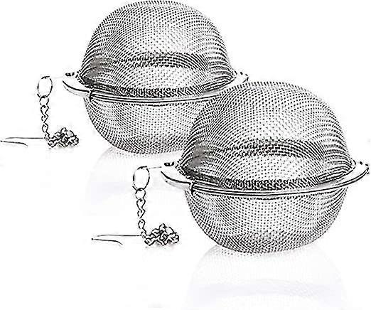 2 Pcs Tea Strainer, Stainless Steel Mesh Ball Infuser, Tea Filter Diffuser With Extended Chain For Tea And Spices