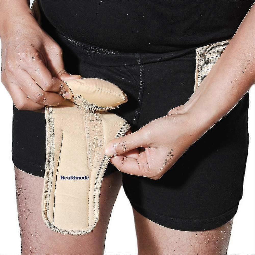 男性用鼠径ヘルニアベルト手術後ヘルニア疼痛緩和トラスブレースダブル/シングル用 鼠径部優れた快適性とオースタブル圧力2リムーバブルF