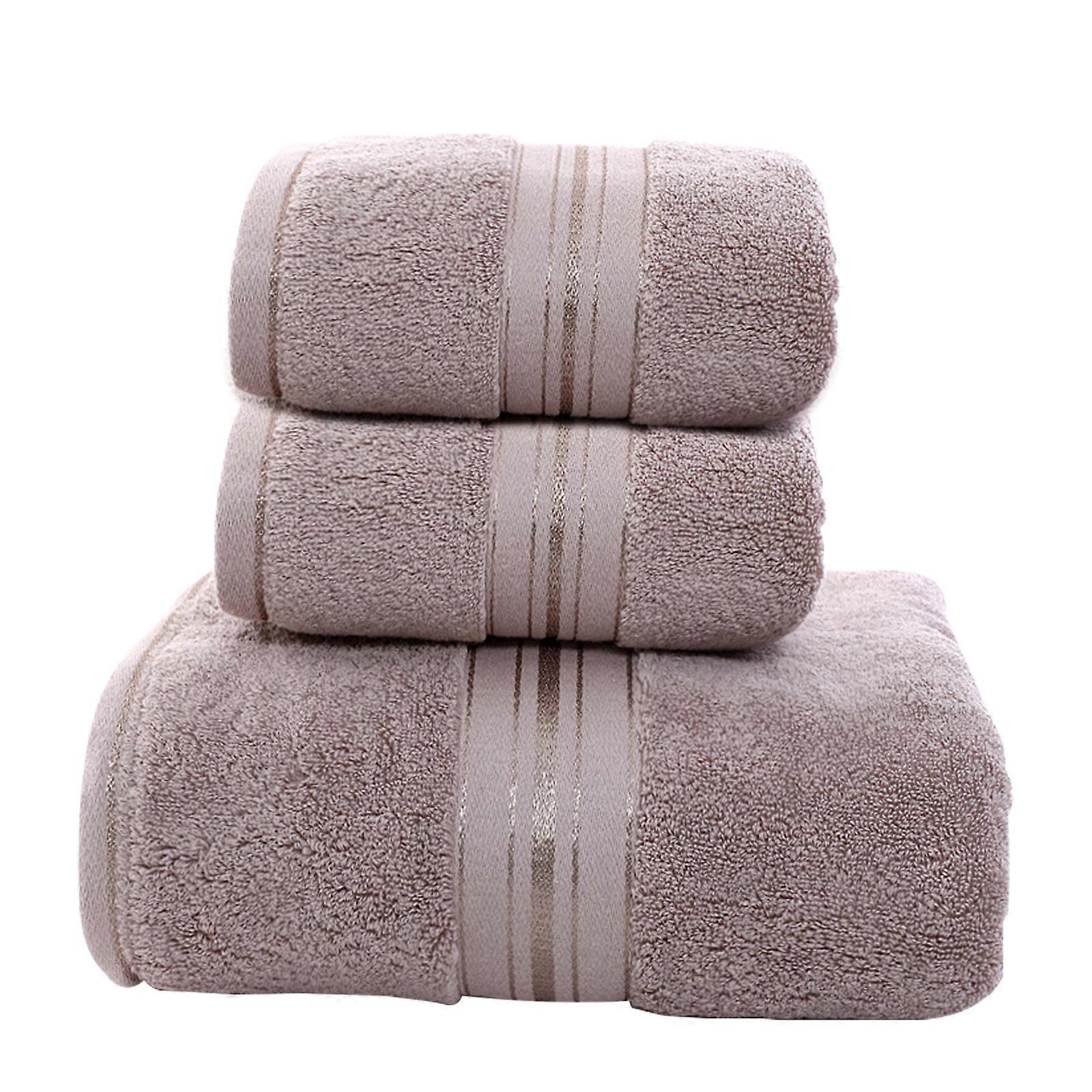 Striped border, loop towel set, bath towel and handkerchief