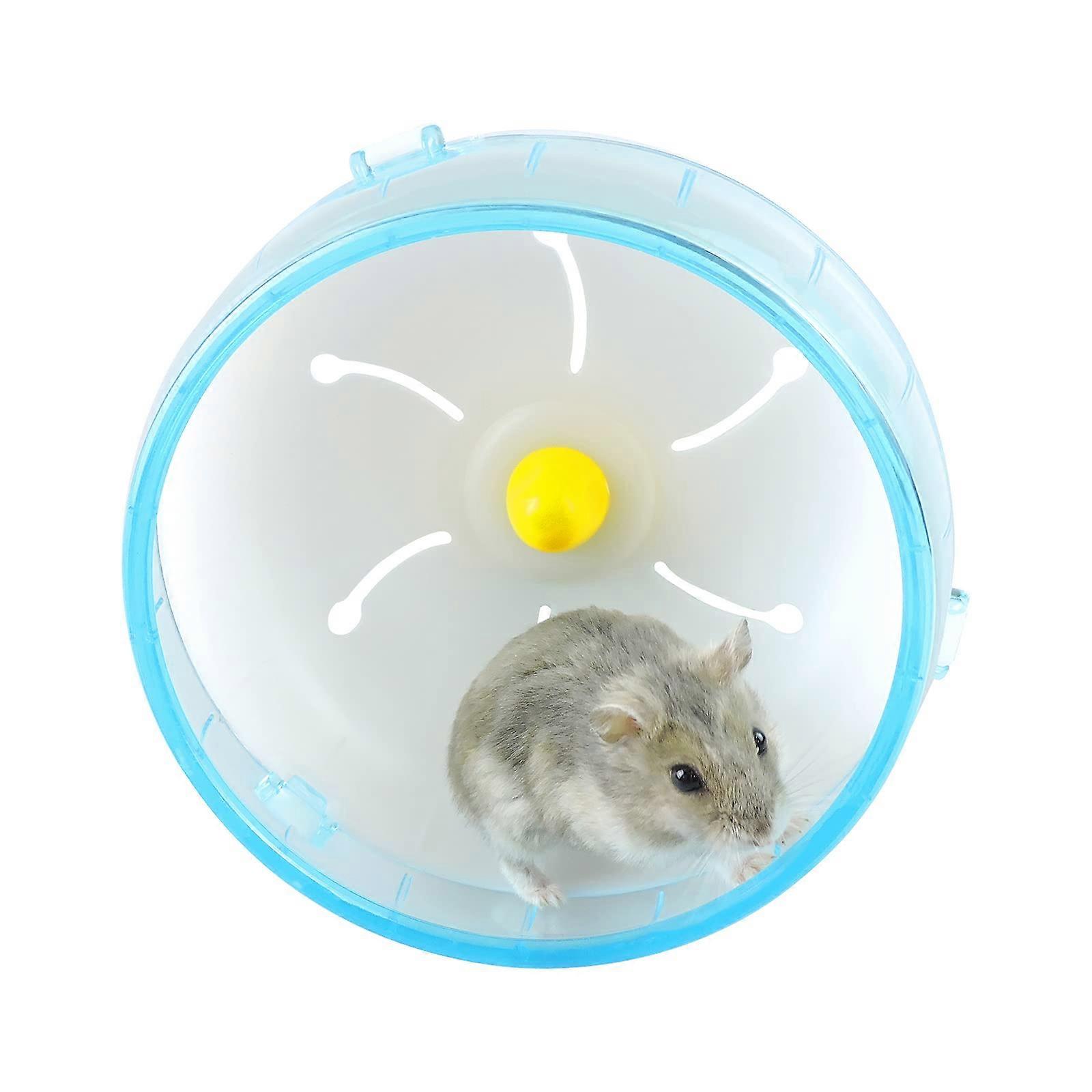 Hamster Running Wheel 4.72" Silent Jogging Exercise Toy Hamster Cage Accessories for Dwarf Hamster Gold Silk Shih Tzu Bear (Blue)