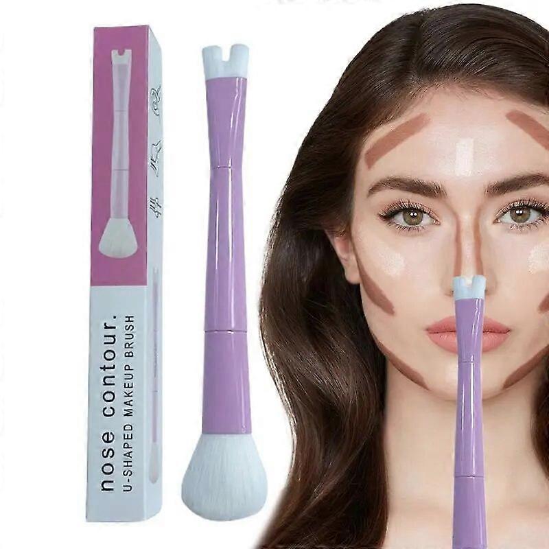Nose Contour U-Shaped Makeup Brush For Sculpting And Defining Nose Contour 2-in-1 Precision Duo Contour Brush Buffing Brush 1pc