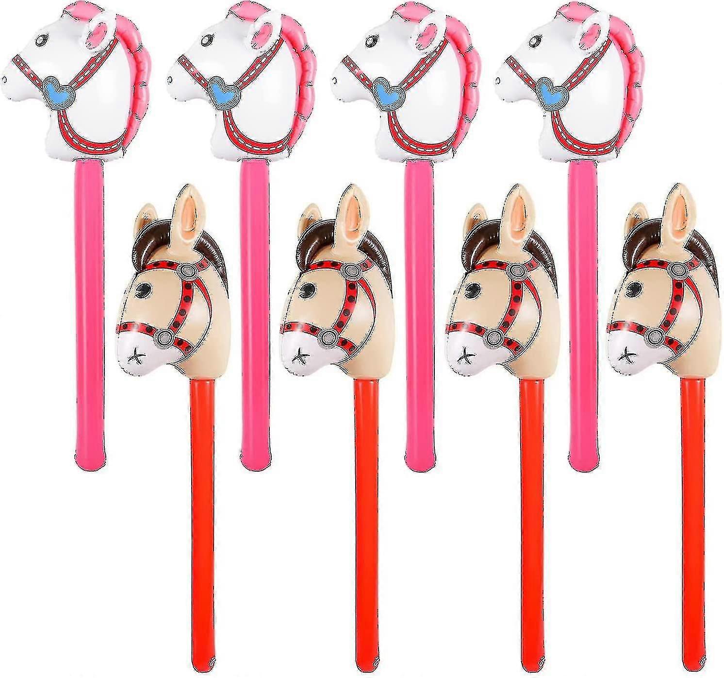 8 Pieces Inflatable Stick Horse, Inflatable Horse On Stick Cowboy Party/farm