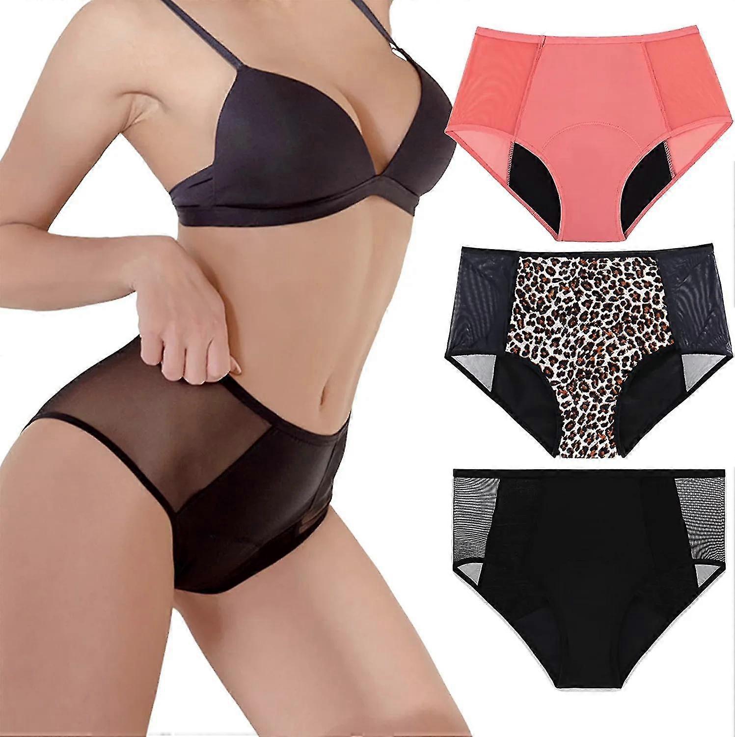 Sexy Women's Cut-out Sexy Leakproof High Absorption Plus Size Menstrual Panties Lace Decorative Mesh Panties