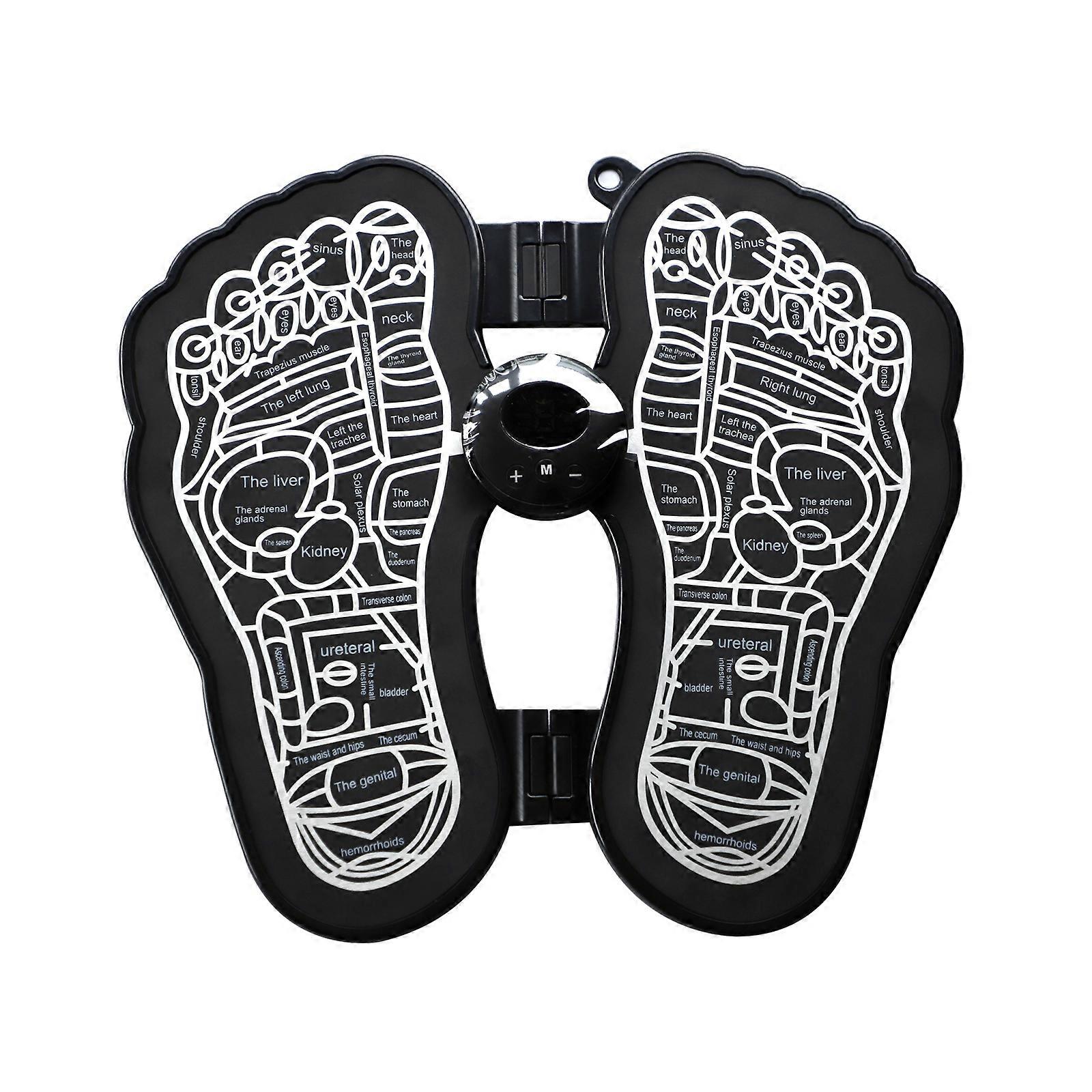 コンパクトEMSパルスフットマッサージャー、耐久性のあるPUレザー、充電式、ブラック