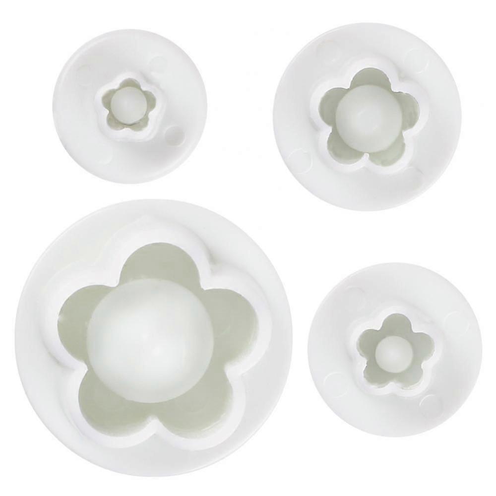 4 Pieces Peach Blossom Shape Biscuit Cutters Cookie Stamps Plunger Cutter Fondant Molds Embossing Spring Mold