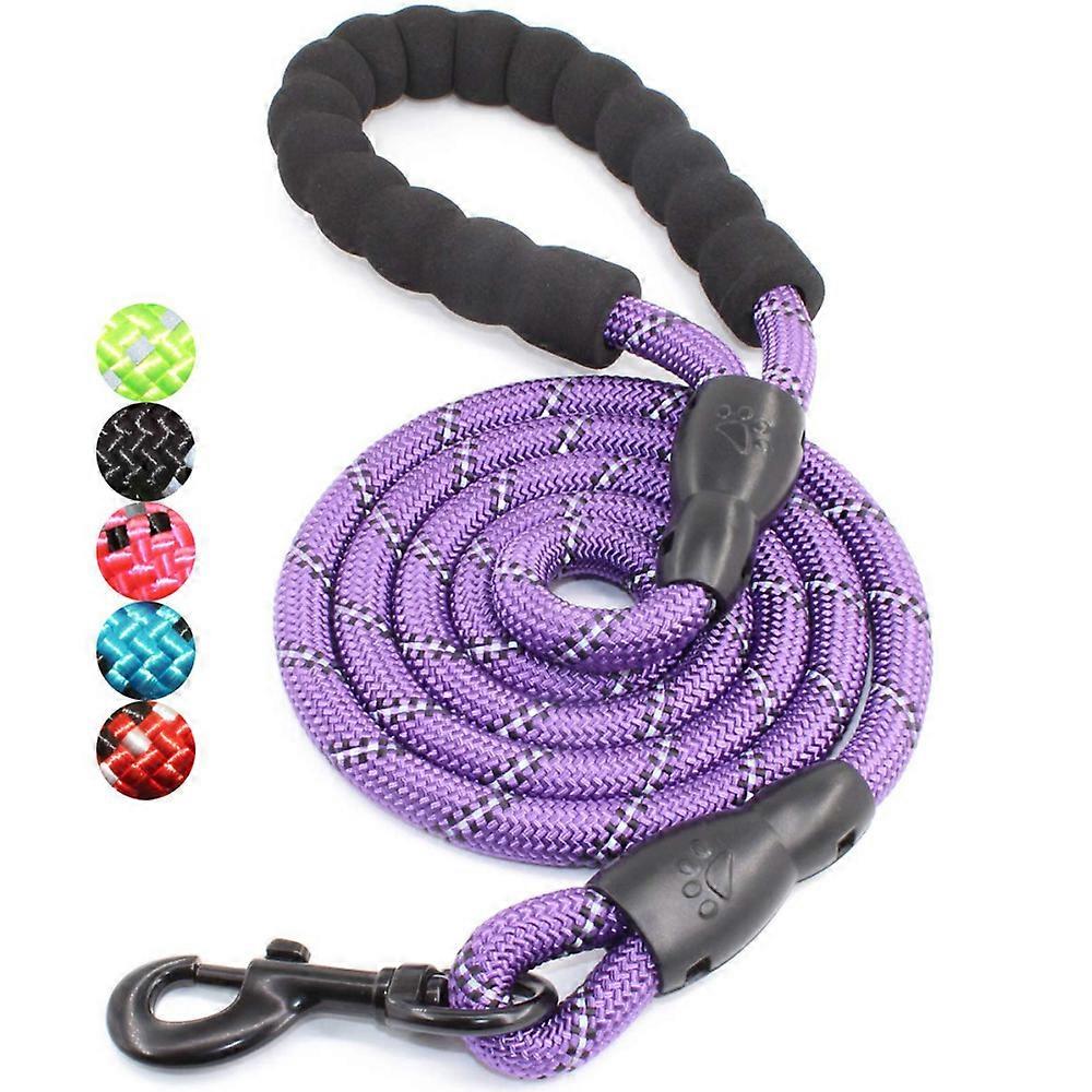 5 FT Strong Dog Leash with Comfortable Padded Handle and Highly Reflective Threads Dog Leashes for Medium and Large Dogs, Purple