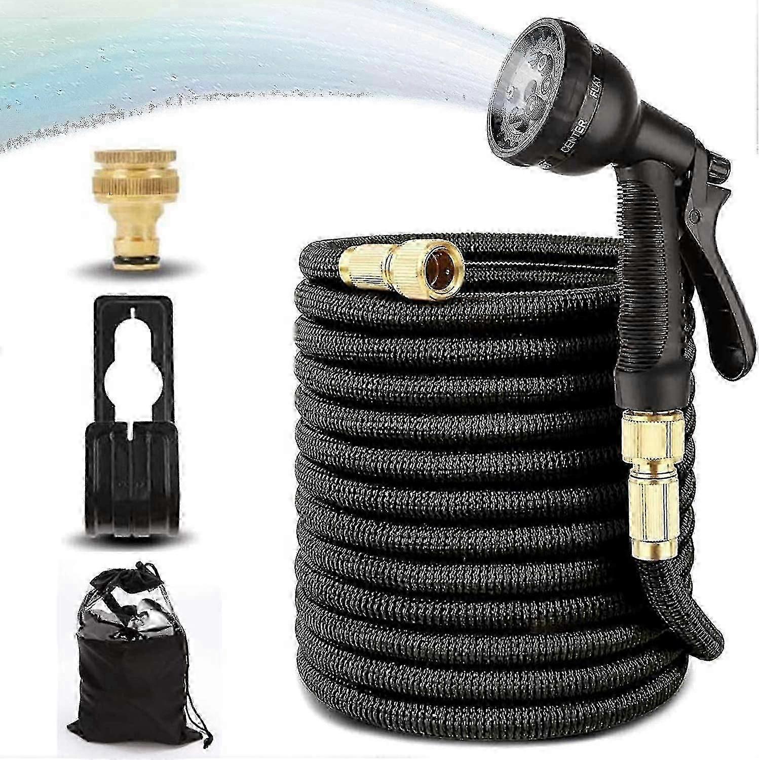 30m Flexible Garden Hose Expandable Garden Hose With 8 Functions Spray Water Hose For Garden Irrigation And Cleaning Black -ZY