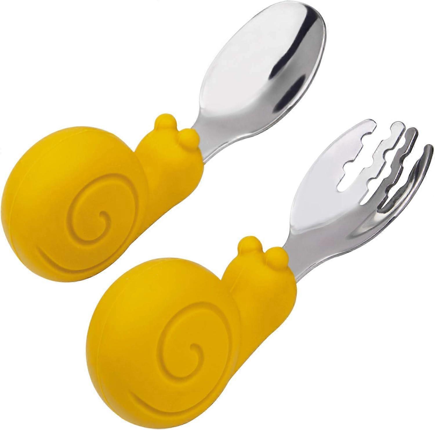 Baby fork and spoon set, perfect for self-feeding learning