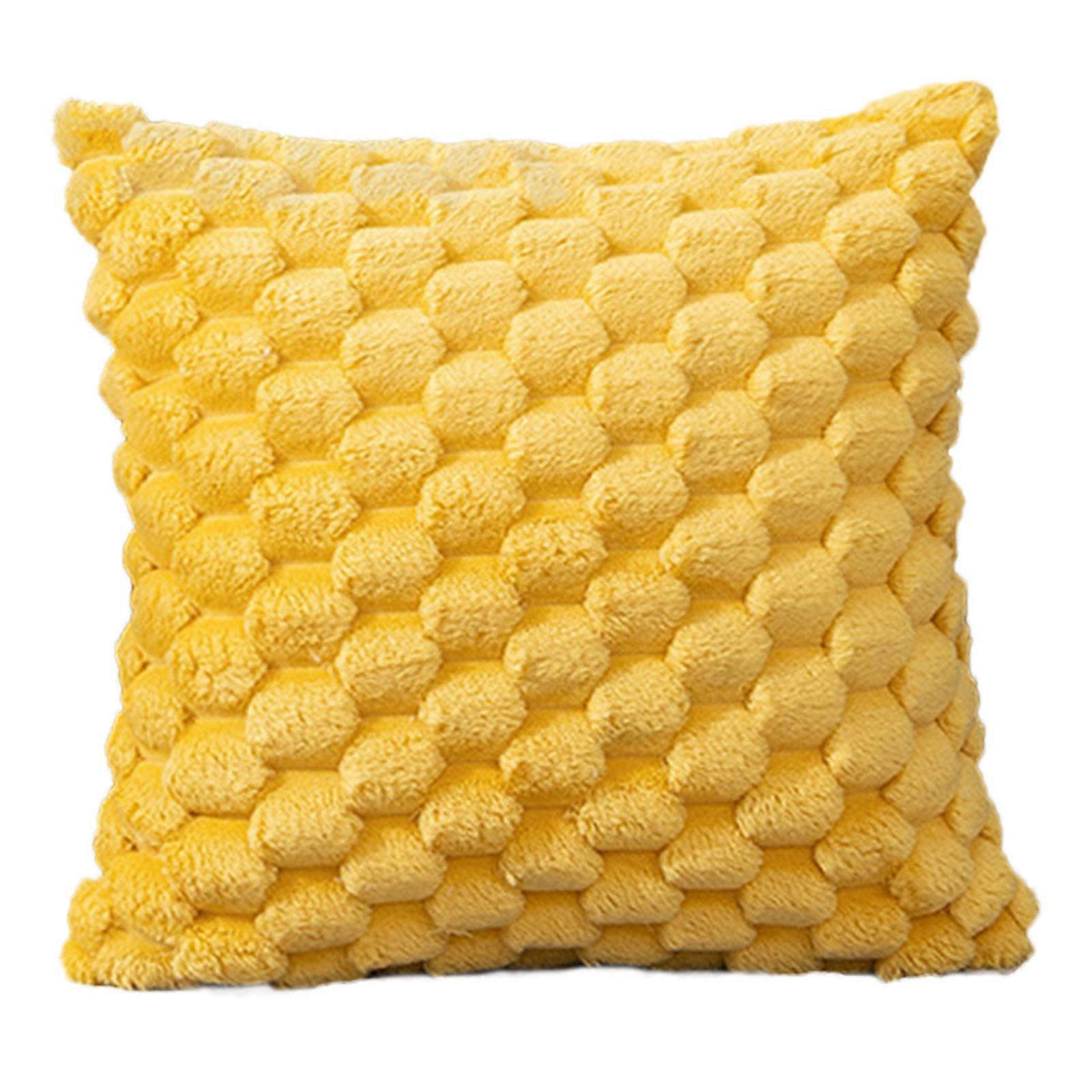 Comfortable Snowflake Plush Pillow Cover Modern Snowflake Plush Pillow Sleeve Pillow Cover Suitable for All Ages Yellow 45x45cm