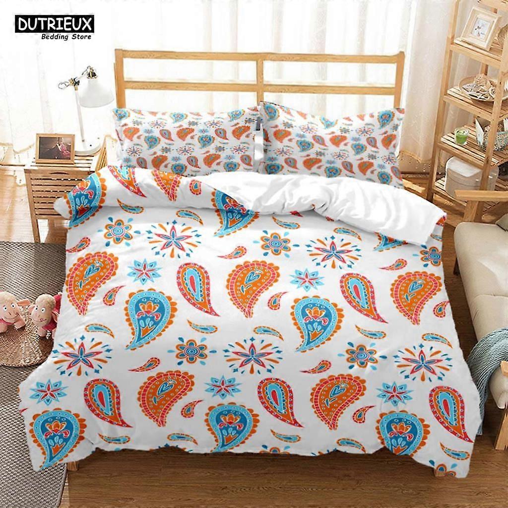 v2037 Bed Sheets Paisley Pattern Ethnic Style Printed Bedding Queen Bedding Set Soft And Comfortable Customized King Size Bedding Set 3-Piece Bedding 