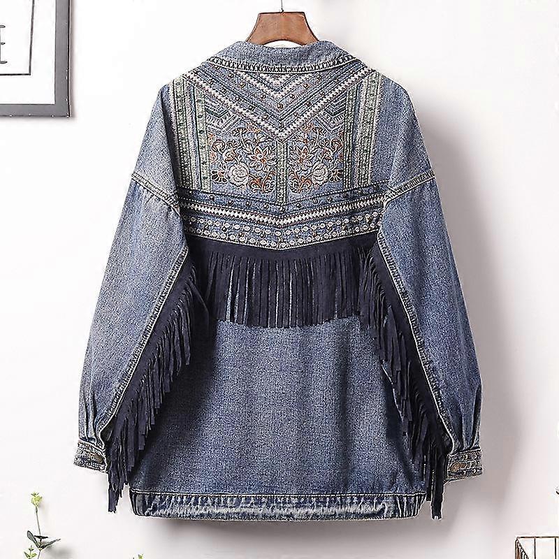 Spring Women's Embroidered Vintage Denim Jacket