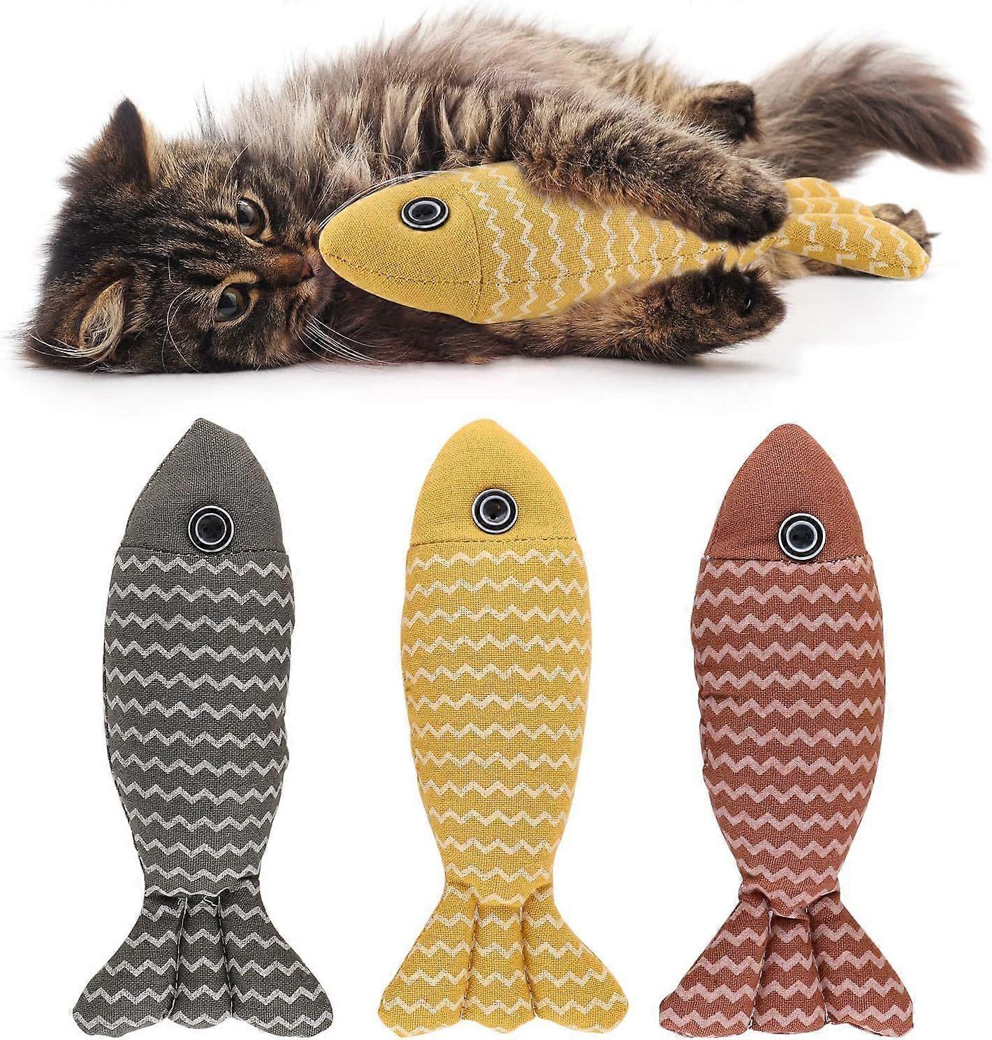 3 Pieces Cat Toy, Cat Toy with Catnip, Fish Catnip, Interactive Fish Toy for Cats