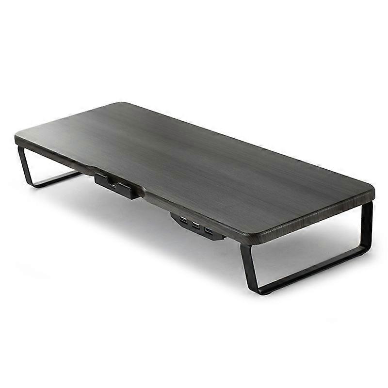 SLU Multi-Function Monitor Riser Stand with USB Port,Laptop Desktop Holder-Dark Wood Color