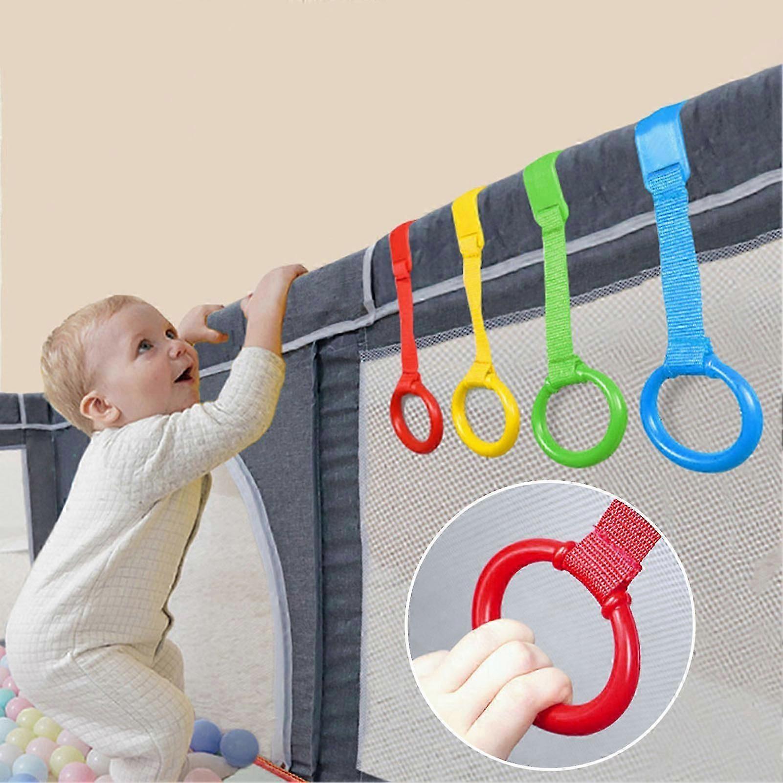Playpen Pull Up Rings, Crib 4 Color Baby Pull Up Bar, Plastic Pull Up ...