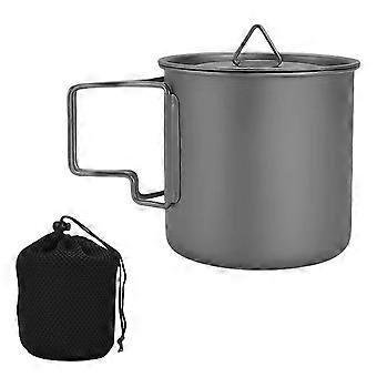 Tragbarer Metallbecher Tasse Outdoor Camping Picknicks Wasserbecher Geschirr Backpacking Kochgeschirr Töpfe mit Klappgriff