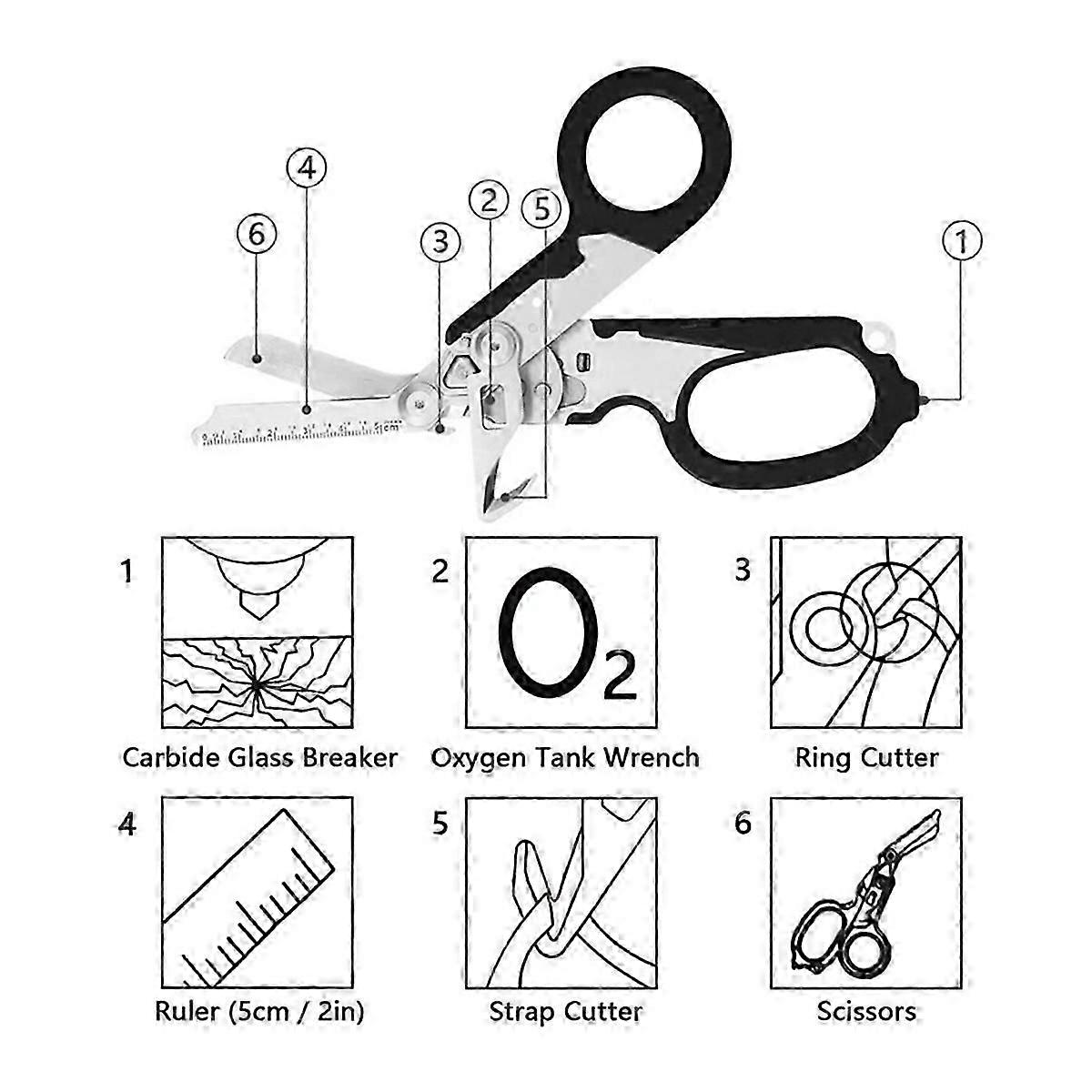 Multi -Function Scissors, Emergency Scissors, Tape Cutting Machines and Glass Crusher Expert Folding Scissors