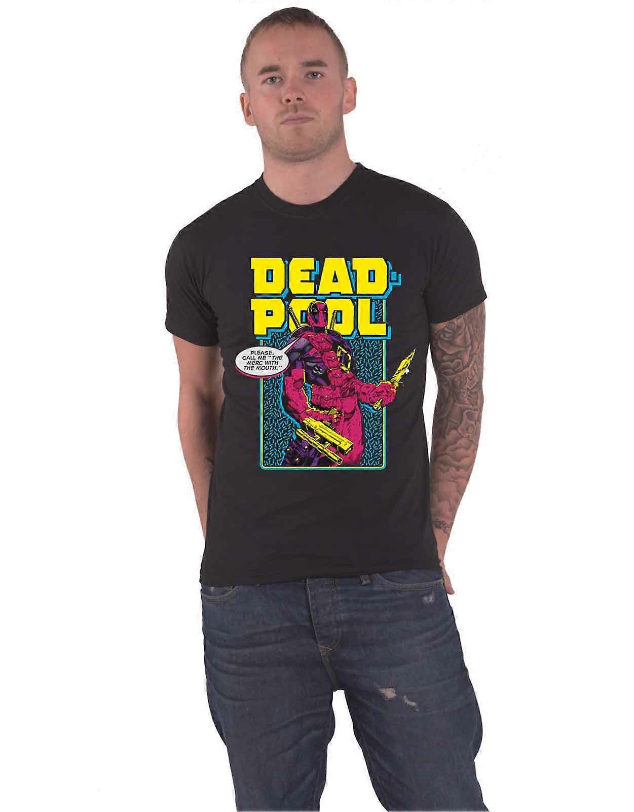 Deadpool T Shirt Comic Merc new Official Marvel Comics  Mens Black