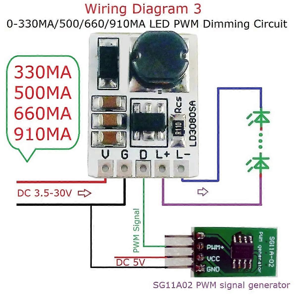 LD3080SA 20W DC 3.5-30V Step-Down HB LED Driver Module 330MA