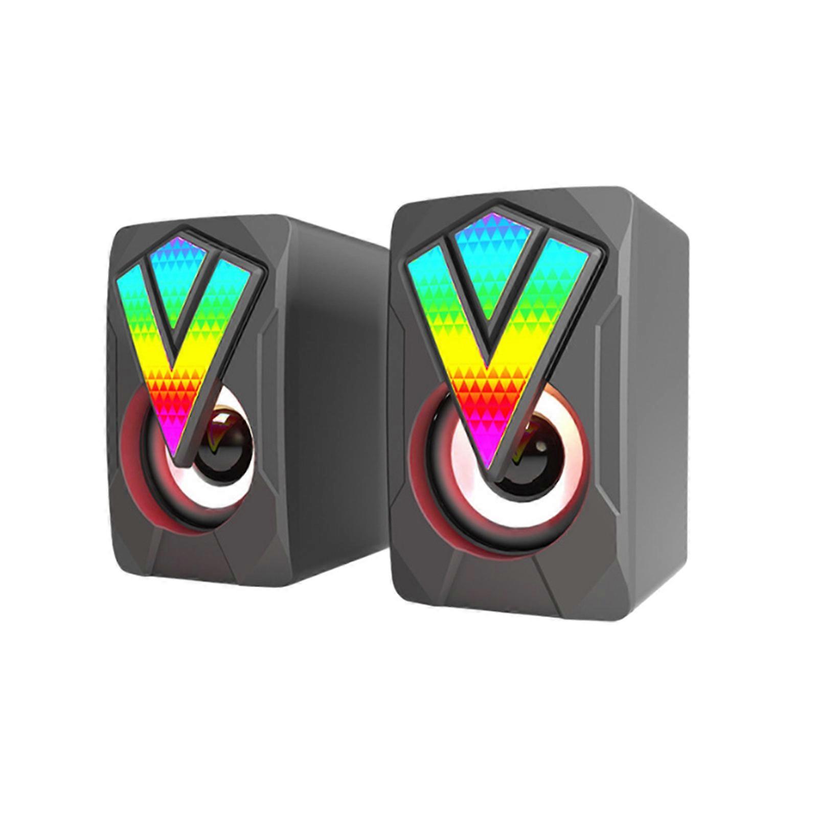 The New Computer RGB Glowing Speaker Multimedia Desktop Game Mini Wired USB Audio System Is Exquisite And Compact, With Clear Sound Quality