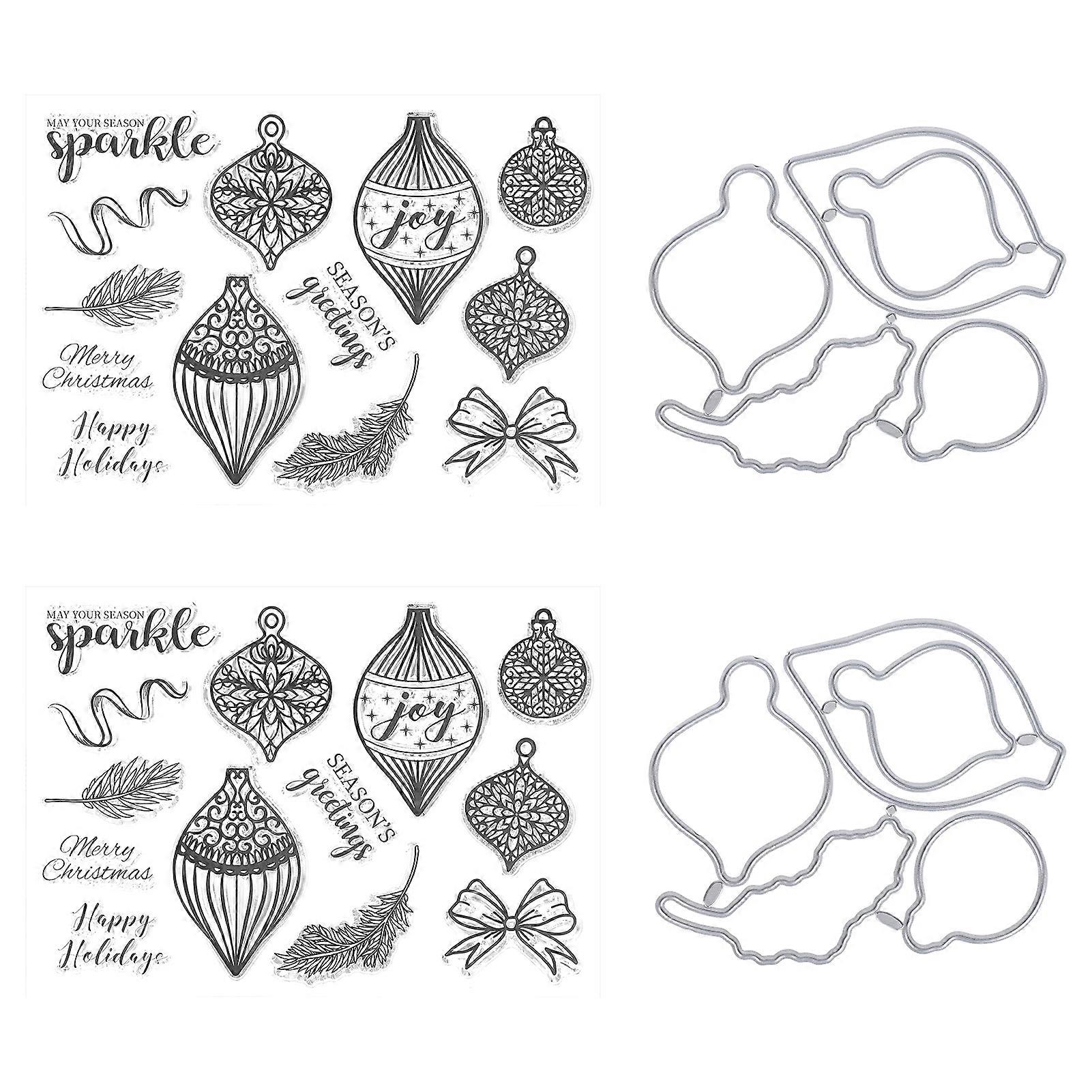 2 Set Transparent Stamp Rubber TPR Rectangle DIY Journal Christmas Pattern Craft Art