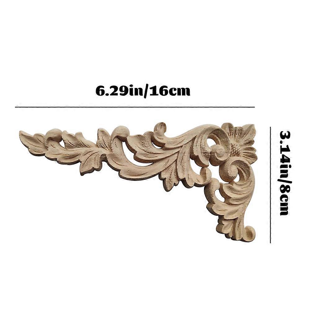 4Pcs/Set Wood Carved Corner Onlay Applique Unpainted Frame Cupboard A