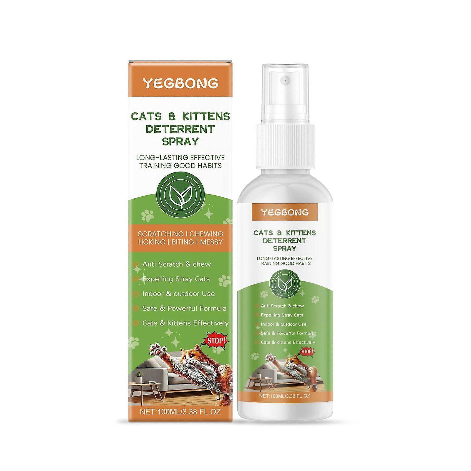 Natural Cat Deterrent Spray, Kitten Cat Repellent Spray Anti-Scratch for Furniture, Sofas, Curtains, Plants, Non-Toxic, Non-Alcohol Behavior Training