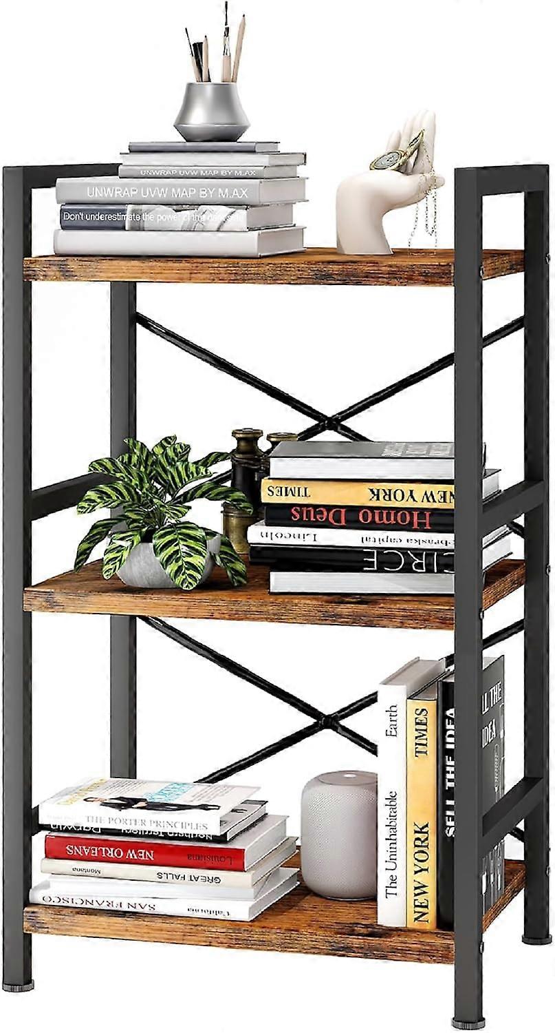 Rustic Brown Bookcase for Living Room Storage - 5-Shelf Wooden Bookshelf with Adjustable Shelves and Modern Style