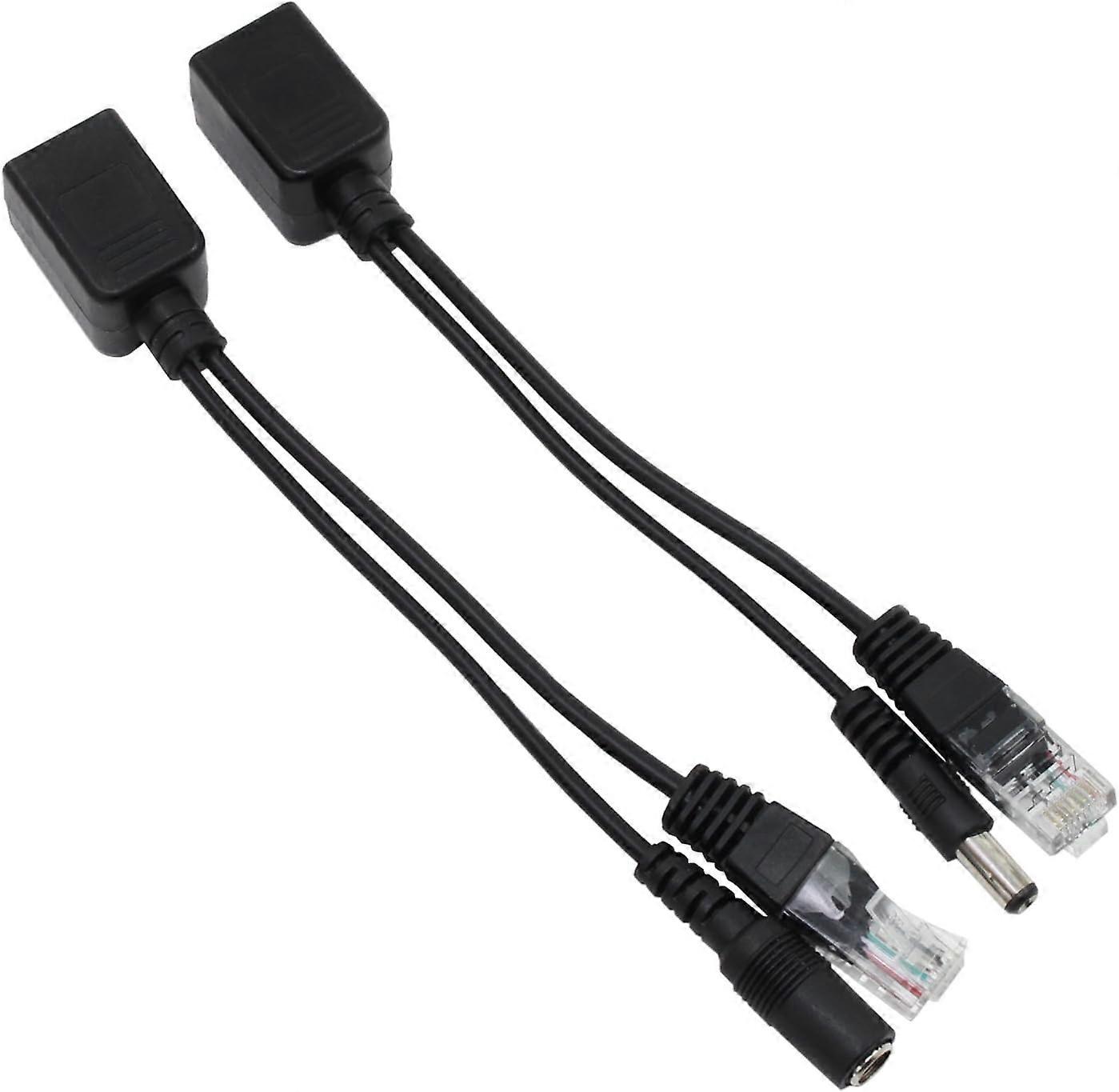 PoE Adapter Splitter + Injector Kit Power Supply over RJ45 Passive Ethernet Cable 1 Pair 12V (Black)