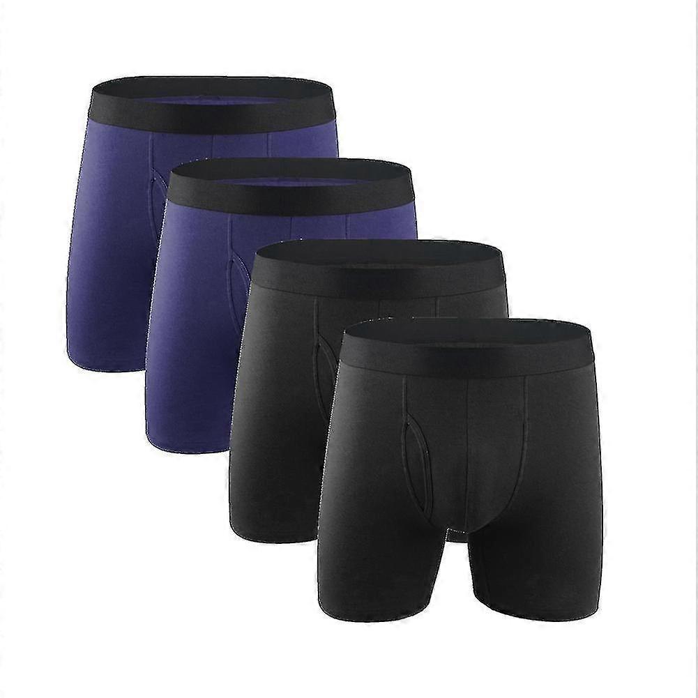 מארז 4 תחתוני בוקסר גברים ביצועים טובים תחתונים ארוכים לעוף קדימה עם תחתוני כותנה פאוץ'