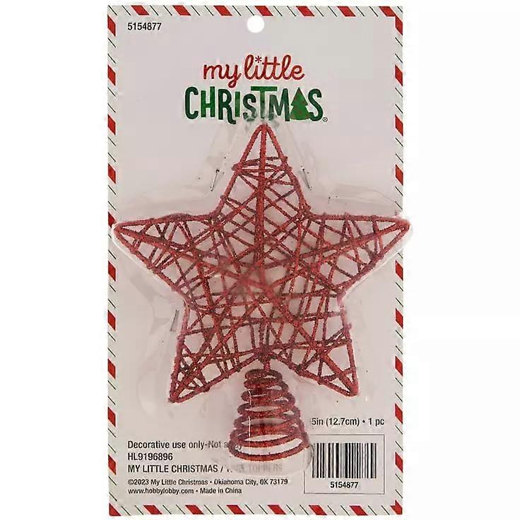 Red Glitter Wire Star Mini Tree Topper - 5 Inch