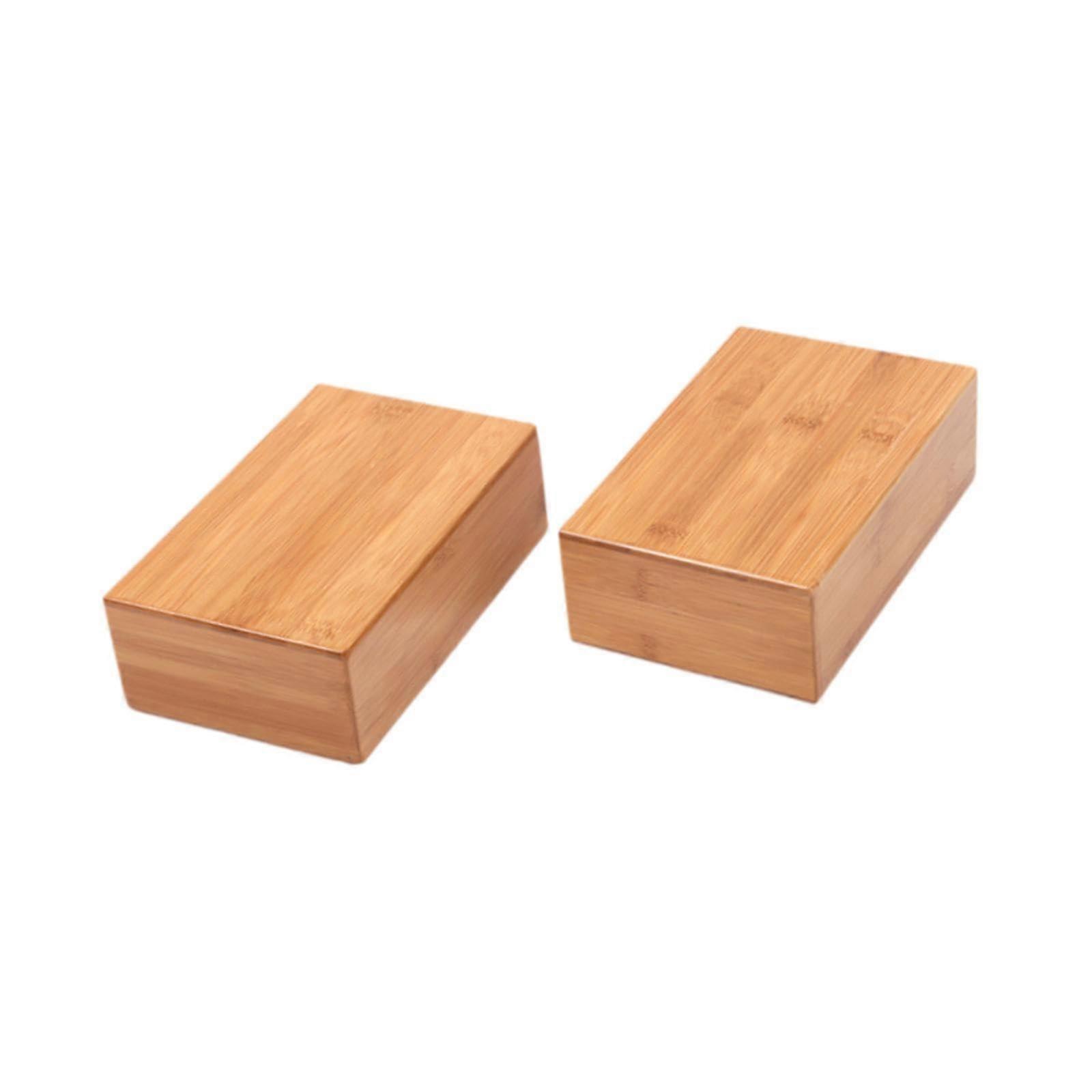 Bamboo Yoga Block - 2 Pack Eco-Friendly Adjustable Exercise Bricks for Indoor Squat Fitness and Stability Support