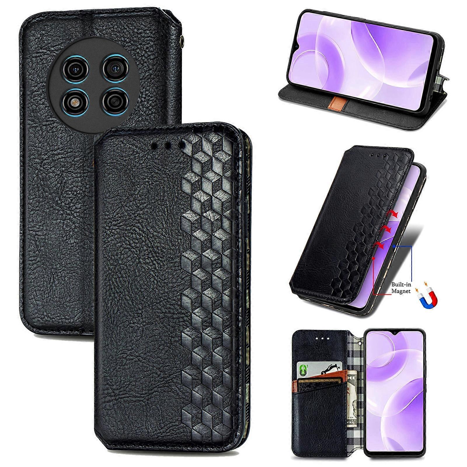 Cubic Grid Pressed Magnetic Leather Phone Case For Ulefone Note 15