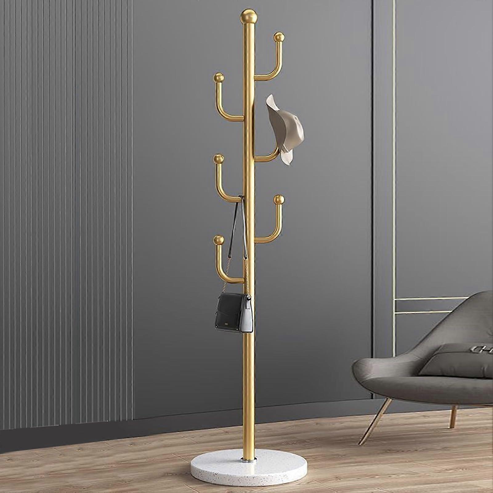 Cactus Shape Coat Rack, Metal Clothes Stand with Marble Base, Coat Rack Freestanding with Multi Hooks for,