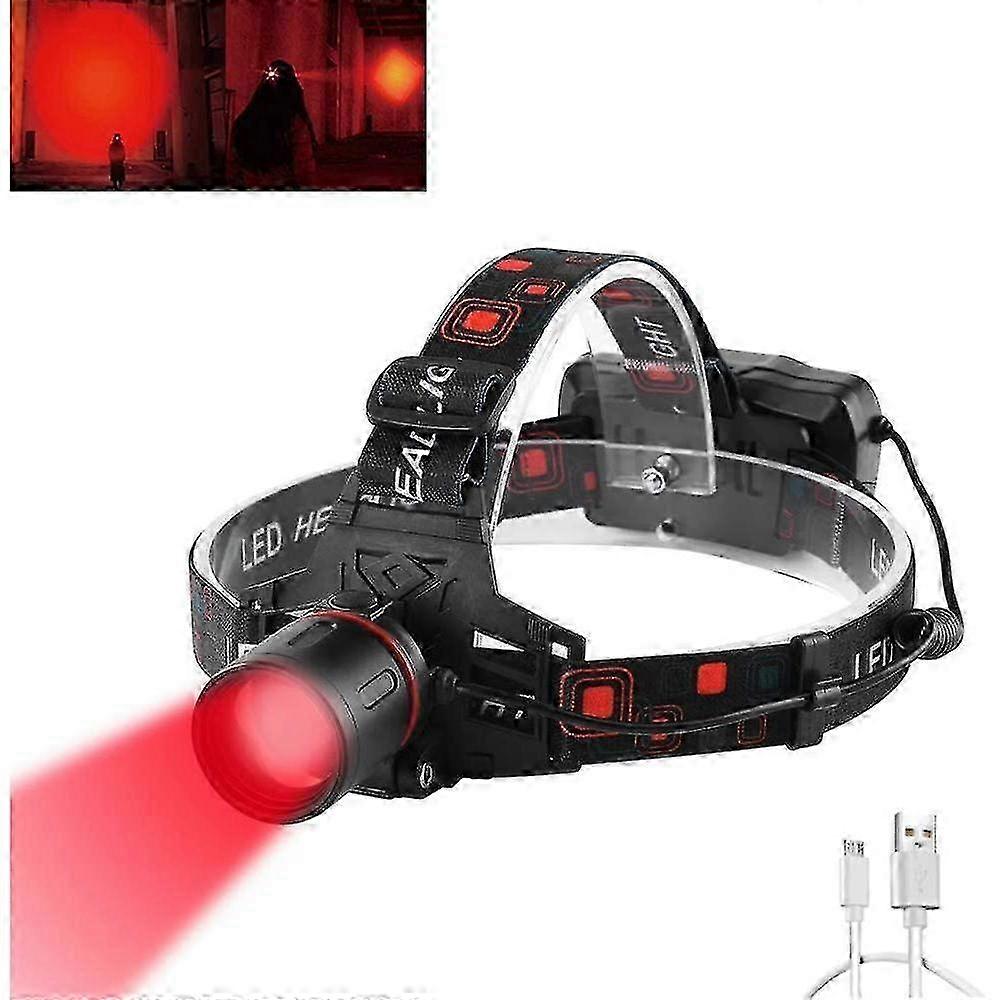 Rechargeable LED Headlamp with Red Lighting Ideal for Hunting and Beam Lighting H M[E