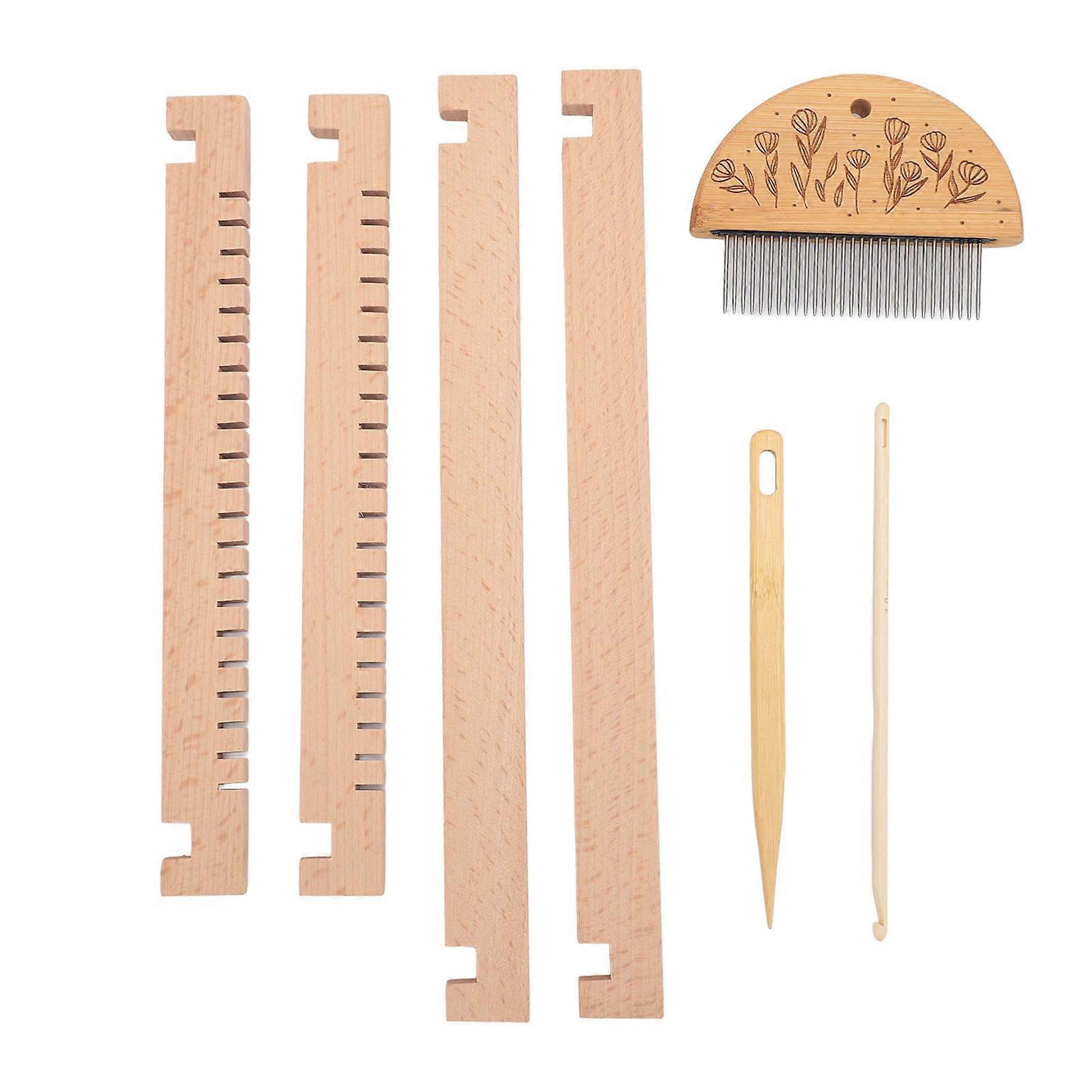 Mini Wooden Machine Kit 11x8.7in Multi Craft Weaving with Needle Crochet Hook Comb DIY Kintting Loom for Beginners