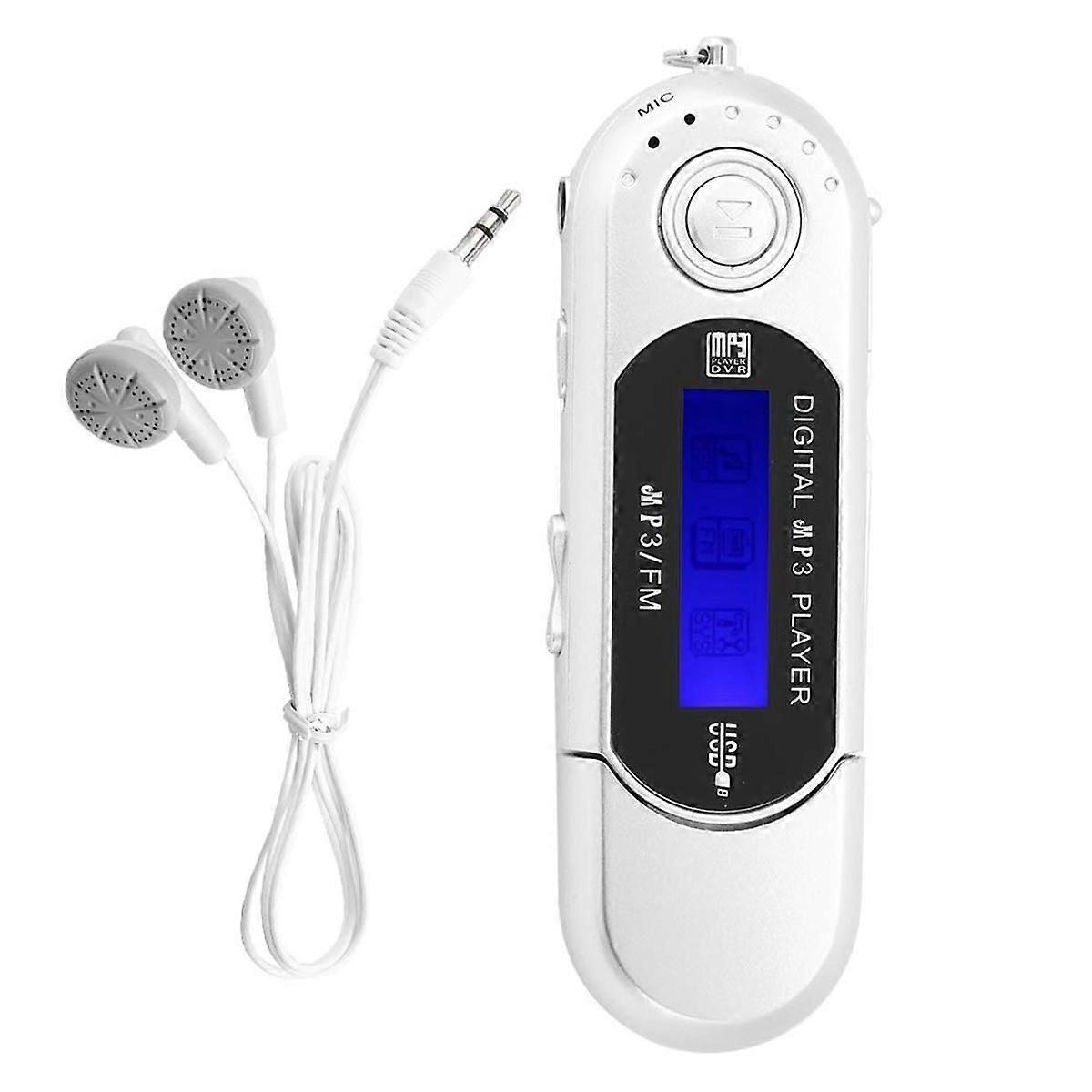 MP3 Player with Earphone 8GB, Portable Music MP3 USB Player with LCD Screen FM Radio for Walking Running (Silver)