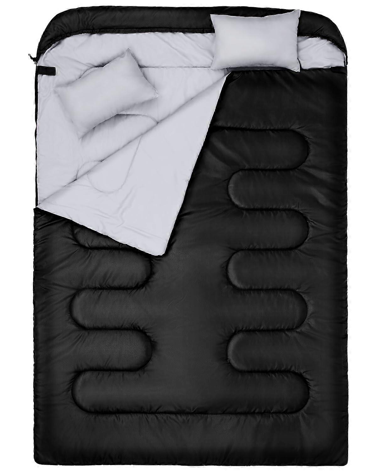 Double Sleeping Bag for Adults with 2 Pillows, Queen Size Two Person Sleeping Bag for All Season