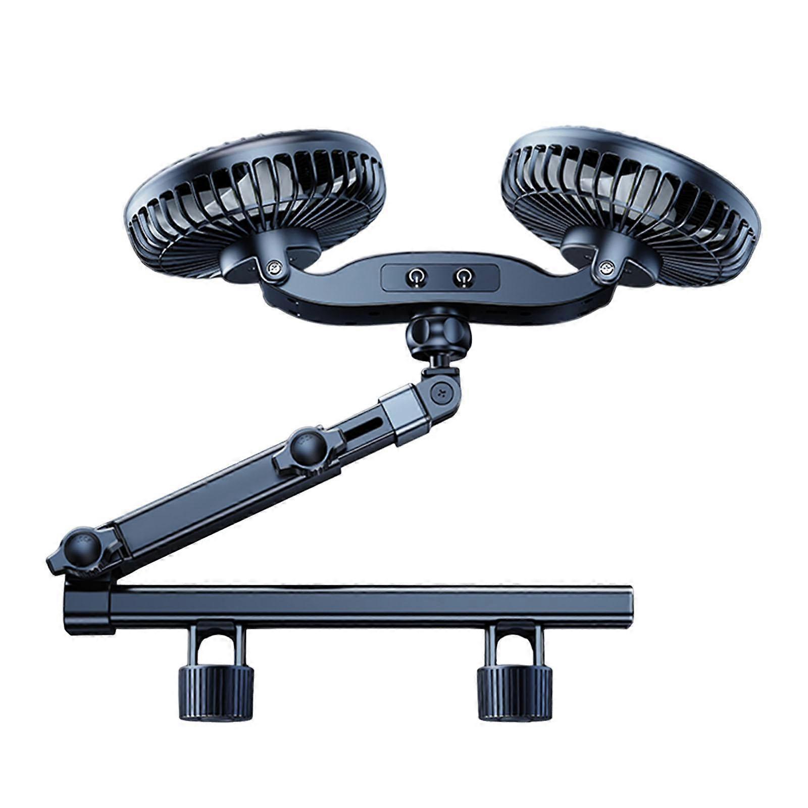 Generic Car Fan for Backseat USB Fan Universal SUV Vehicle Double Headed Fan