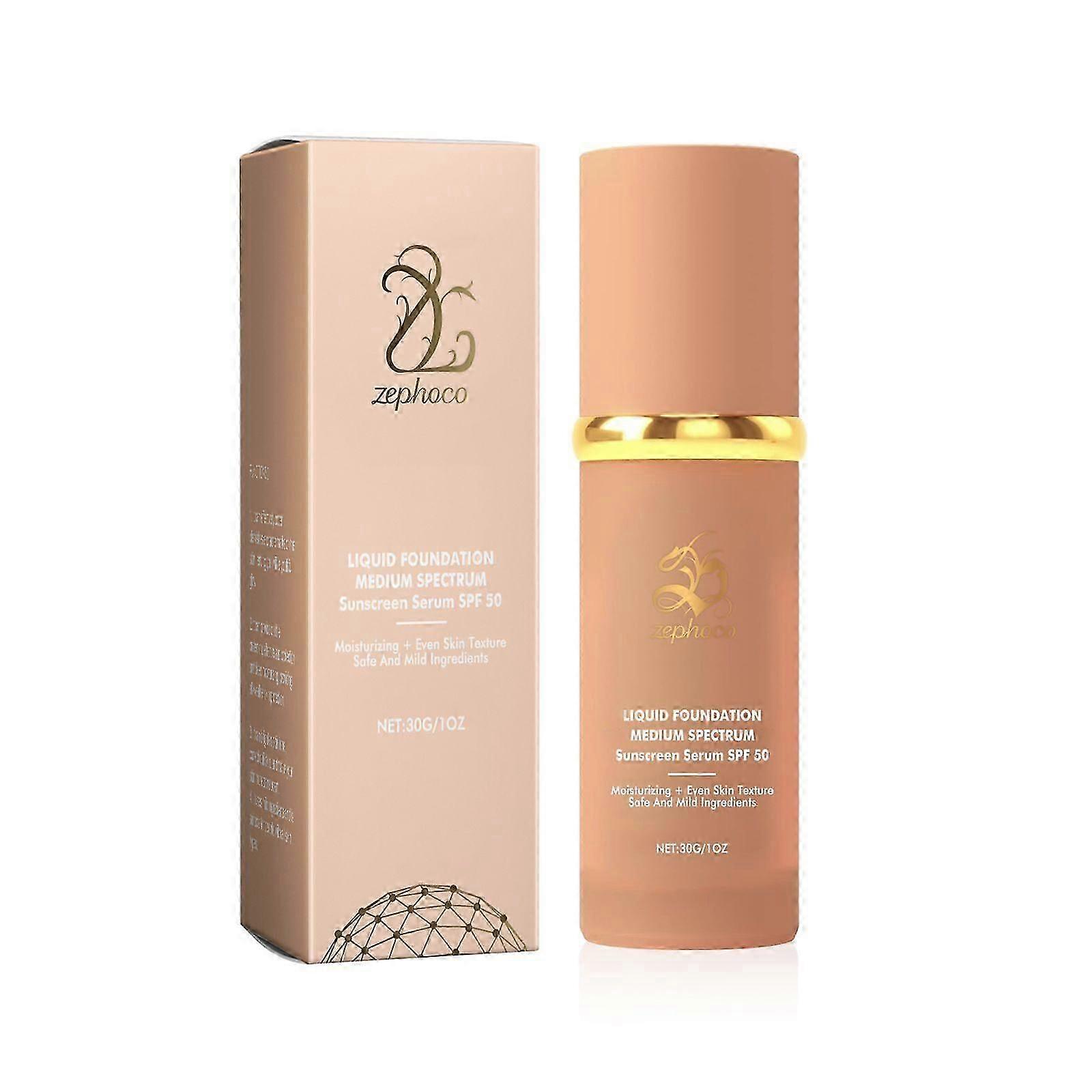 Zephoco Moisturizing Protection Liquid Foundation Lightweight Moisturizing Bright Matte Clear Natural Smear-Proof Makeup