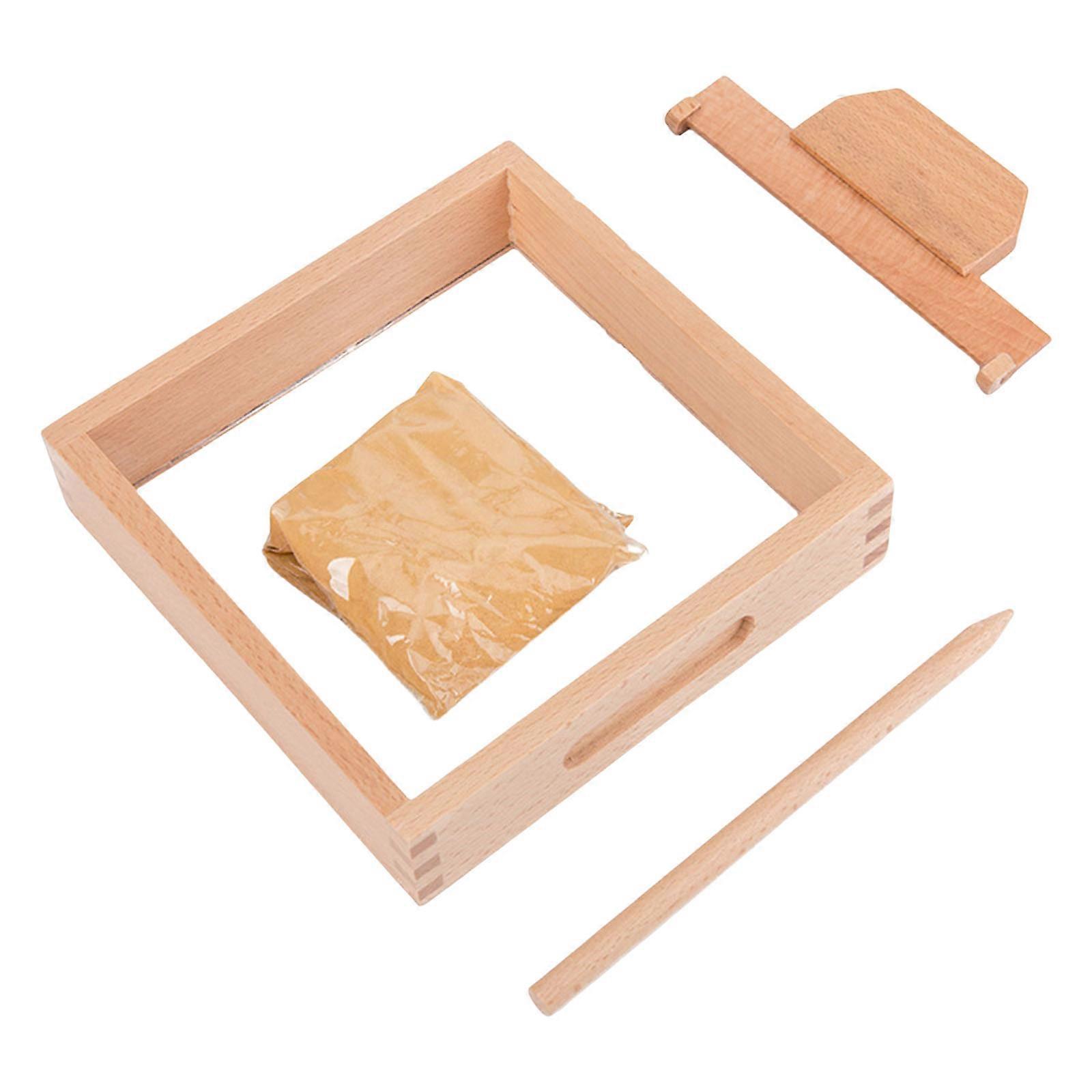 Interactive Sand Box Writing Tray Toy For Kids Letter Formation And Number Practice With Convenient Wood Pen for Home
