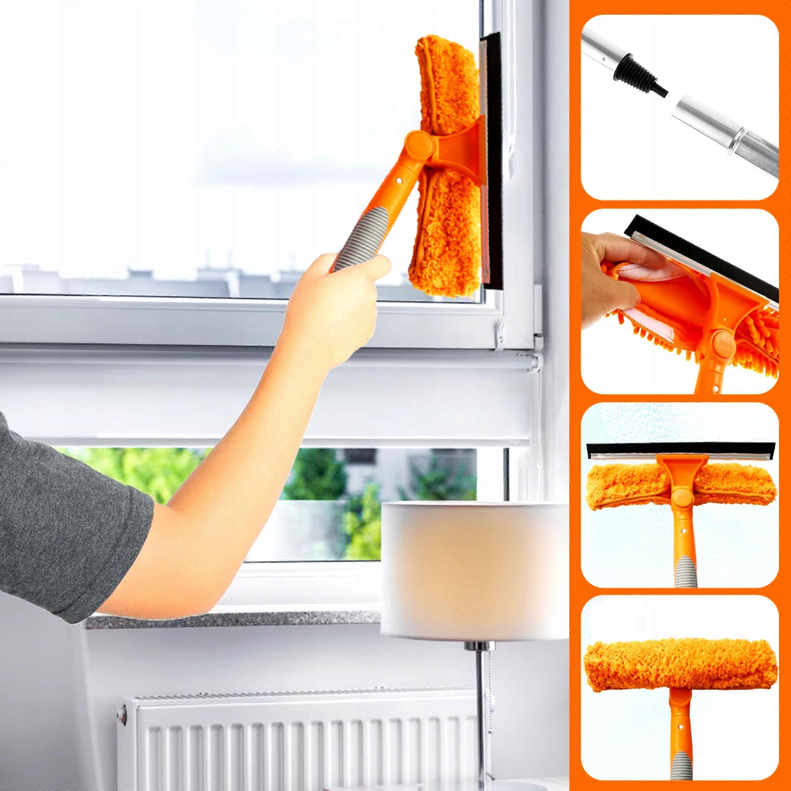 Telescopic Window Washer 1,8m Mop Streak Puller For Windows Long 2in1