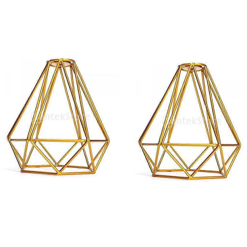 2er-Pack Industrielle Pendelleuchte Deckenleuchte Käfig Lampenschirm Gold